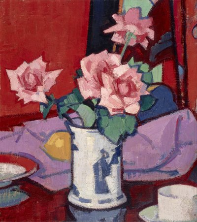 Rose rosa, vaso cinese da Samuel John Peploe